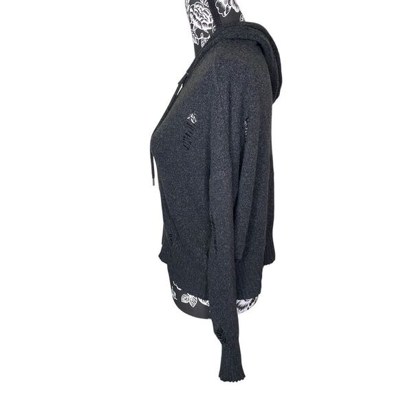 American Eagle Distressed Ripped Cropped Hoodie Zombie Destroyed Sweatshirt - Picture 5 of 14